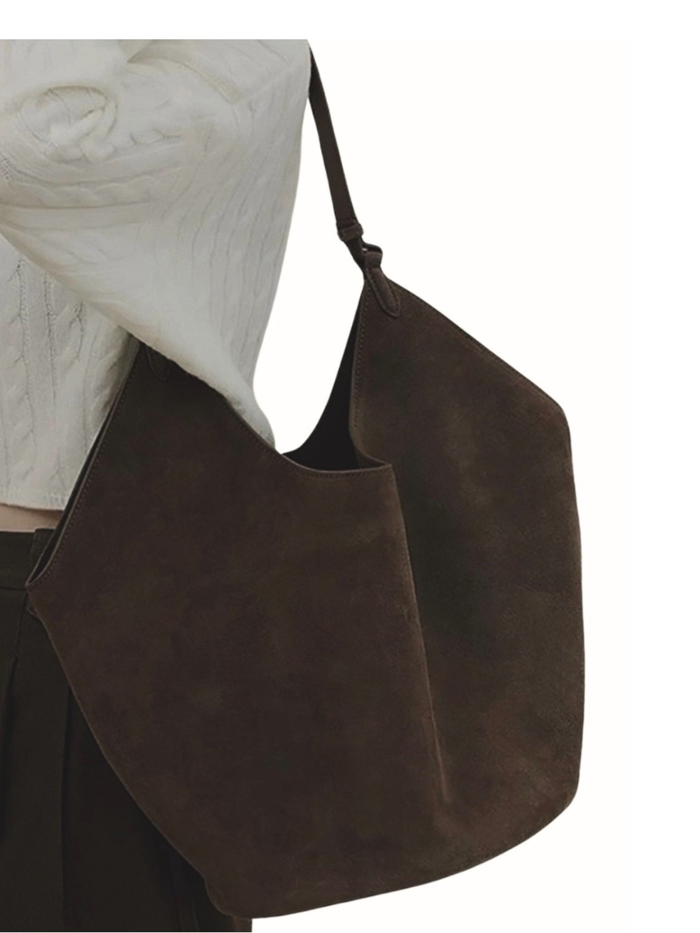 Classic Brown Suede Shoulder Tote - Women Bags
